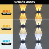Solar Fence Lights,6Pack Solar Lights Outdoor 2700/4500/6000K 3 Modes Up & Down Wall Lights Waterproof 100 Lumens | Lumora