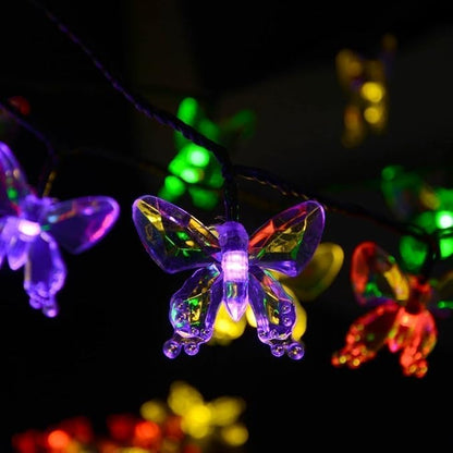 Solar String Lights, Waterproof 16ft 20LED Butterfly Christmas Fairy Lights Decorative Lighting for Home Party Wedding Patio Garden Porch Balcony (Multicolor)