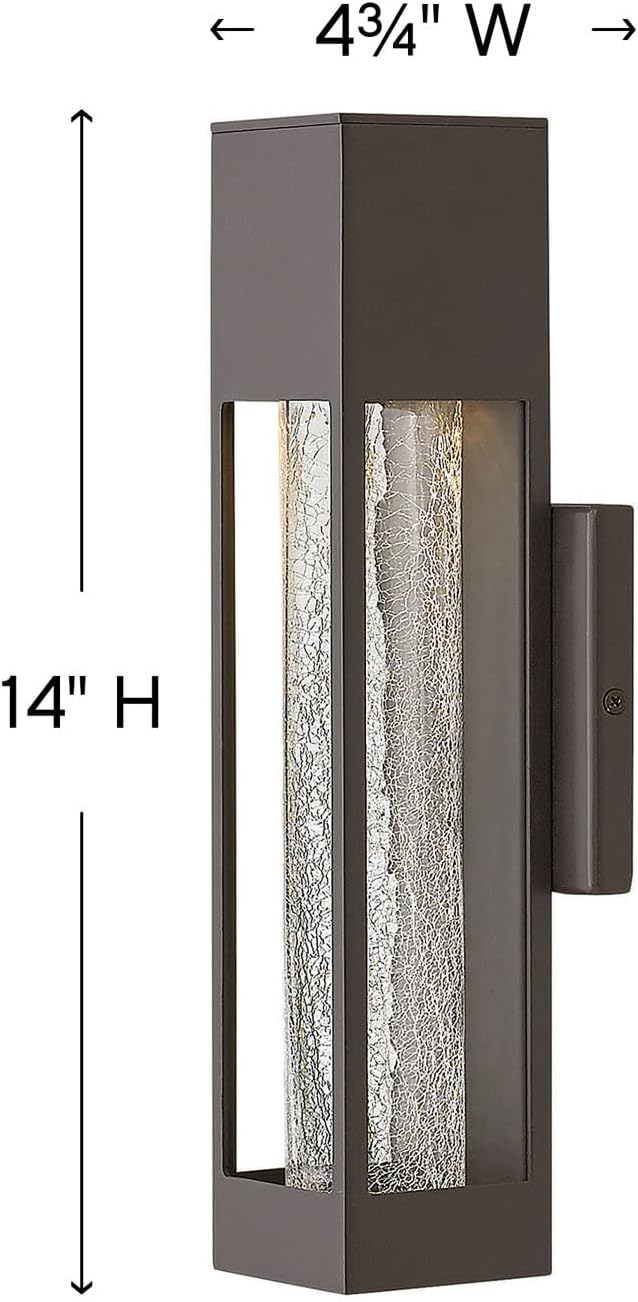 Hinkley Vapor Medium Wall Mount Outdoor Lantern - Modern, 1-Light, Aluminum, Crackle Glass, Bulb Included - Bronze | Lumora
