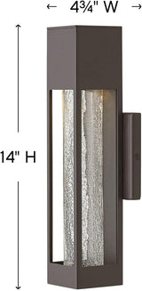 Hinkley Vapor Medium Wall Mount Outdoor Lantern - Modern, 1-Light, Aluminum, Crackle Glass, Bulb Included - Bronze | Lumora