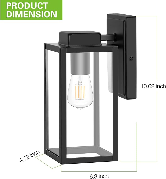 hykolity Outdoor Wall Lantern, Waterproof Exterior Wall Sconce Light Fixture, Anti-Rust Wall Mount Light with Clear | Lumora