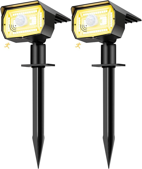 nipify Solar Spot Lights Outdoor Motion Sensor with 3 Modes, [ 2 Pack ] Solar Spotlights Outdoor Waterproof 2-in-1 | Lumora