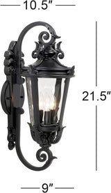 John Timberland Casa Marseille European Outdoor Wall Light Fixture Mediterranean Black Scroll Arm 21 1/2" Clear | Lumora