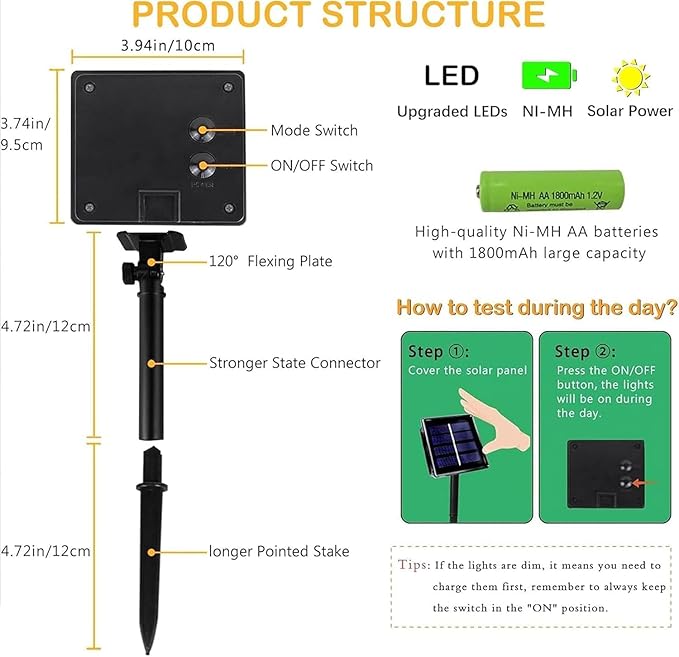 Upgrade 2Pack 200LED Solar String Lights for Outside, 66FT Solar Christmas String Lights Outdoor with 8 Modes, IP65 Waterproof Outdoor Twinkle Light, Garden Xmas Tree Christmas Decoration, Multicolor