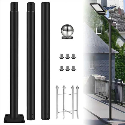 10FT Outdoor Solar Street Light Pole, Heavy Duty Galvanized Steel Lamp Post with Rebar Base, Waterproof for Backyard, Parking Lot, Walkway, Patio, Garden