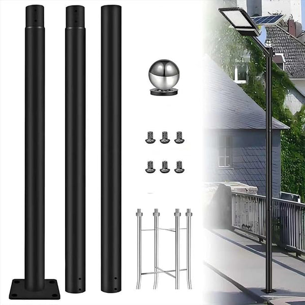 10FT Outdoor Solar Street Light Pole, Heavy Duty Galvanized Steel Lamp Post with Rebar Base, Waterproof for | Lumora