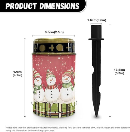 Snowman Solar Lights Outdoor Waterproof Flameless Memorial Cemetery Decorative Lights Christmas Home Decoration LED Solar Lighting Garden Landscape Stake for Lighting