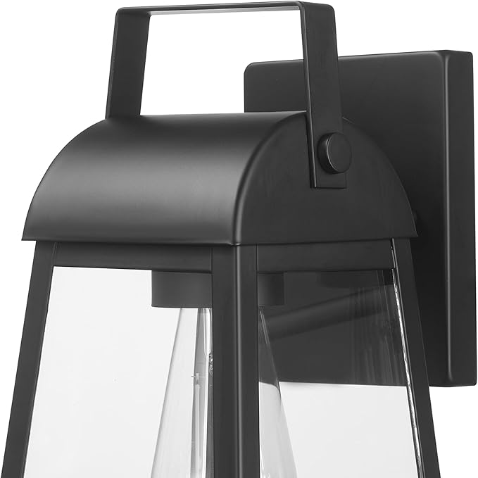 GLOBE Electric 60000029 1-Light Outdoor Wall Sconce, Matte Black, Clear Glass Shade, Porch Light, Wall Lights for | Lumora