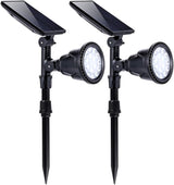 Solar Spotlights Outdoor 18 LED 300 Lumens Waterproof Adjustable Wall Light for Patio Garden Driveway (2 Pack) | Lumora