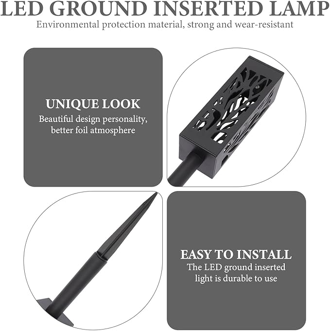 2 Pcs Solar Garden Lights LED Cutout Yard Stake Lawn Lamps Outdoor Decorative Solar Energy Pathway Lighting for | Lumora