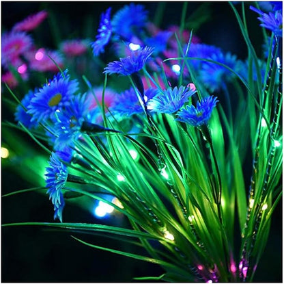 Solar Daisy Flower Decorative Garden Lights, 28 LED, Blue, Green, Multicolor, Waterproof, Solar Powered, Modern Style, Outdoor, 2 Pack