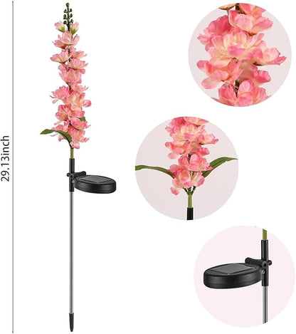 Solar Delphinium Flowers Lights Waterproof Color Lights Upgraded Solar Panel 2 Light Modes Solar Waterproof LED Solar Lights Outdoor for Yard Garden Lawn Pathway Decoration (8)