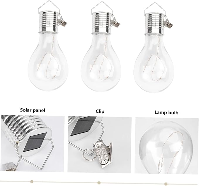 6pcs Solar Powered Copper Wire Chandelier Bulbs Warm White Hanging Led Light for Home Garden and Patio Decoration Eco-Friendly Easy to Install