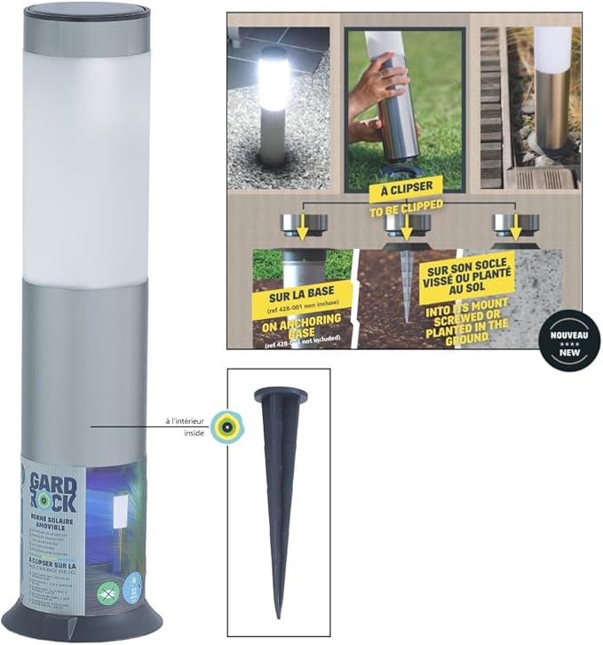 GARD & ROCK - Solar Path Light Made of Stainless Steel - 3xSMD LEDs - Mobile lamp Light Feature - Quick Fixation System - Energy-Saving, Without Electrical Connection - Light up Your Garden!