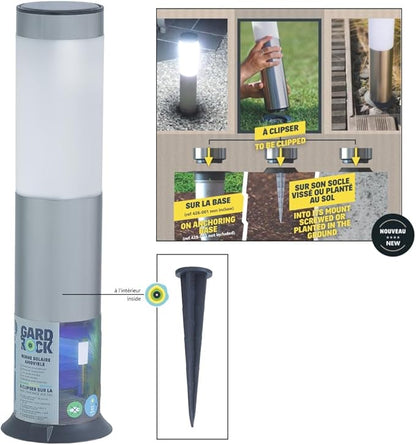 GARD & ROCK - Solar Path Light Made of Stainless Steel - 3xSMD LEDs - Mobile lamp Light Feature - Quick Fixation System - Energy-Saving, Without Electrical Connection - Light up Your Garden!