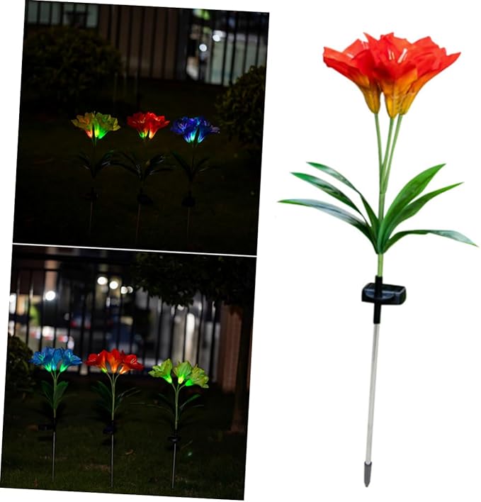 Fork Led Solar Lily Shape Garden Stake Lights Landscape Lamp for Pathway Solar Garden Decor Night Scene Lighting