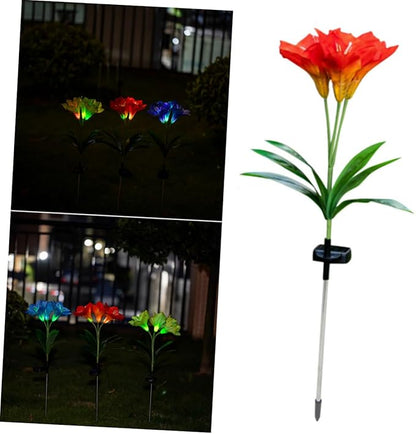 Fork Led Solar Lily Shape Garden Stake Lights Landscape Lamp for Pathway Solar Garden Decor Night Scene Lighting