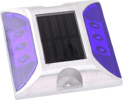 Alomejor Solar Driveway Lights, Cast Aluminum IP68 Outdoor Light with 72 Hour Runtime, 10 Ton Pressure Marker for Pathway and Garden (Blue)