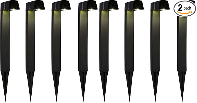 Alpine Corporation Solar-Powered Black Abstract Pathway Lights, 4-Piece (Pack of 2)