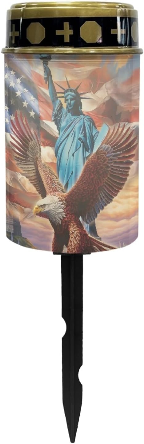 US Flag Eagle Solar Garden Stake Lights Outdoor Waterproof Solar Pathway Light Landscape Lighting Cemetery Solar Lantern,Outdoor Table Lamp,Wall Light Auto On/Off