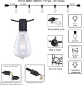 Abeja 10Ft ST38 Outdoor String Lights with 11 Clear Vintage Light Bulbs and 10 Pack ST38 Replacement Light Bulbs | Lumora