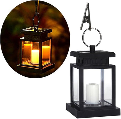 Solar Lantern Lights Hanging lamp Outdoor Night Light Waterproof Warm Light Flicker Auto Sensor On Off Umbrella Lantern Candle Lights (1 Pack)