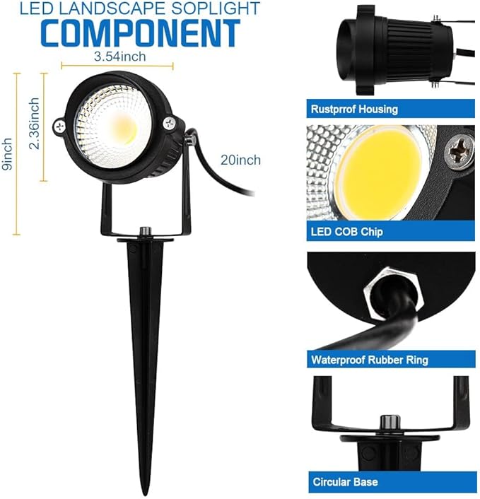 EAGLOD 5W Spot Lights Outdoor 5000K Daylight White Flag Pole Light 12V~24V AC/DC LED Landscape Spotlights | Lumora