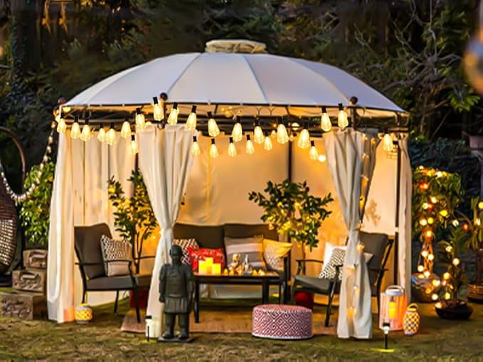 LED Outdoor String Lights 100FT Patio Lights with 25 Shatterproof ST38 Vintage Edison Bulbs, Outside Hanging Light Waterproof for Porch, Deck, Garden, Backyard, Balcony, Dimmable 2700K