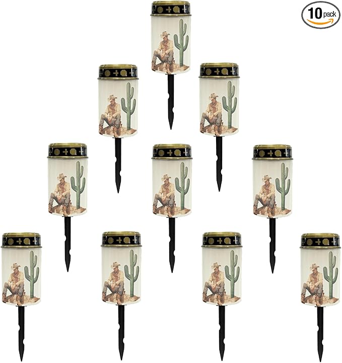 Western Cowboy Cemetery Lights for Grave, Outdoor Solar Garden Pathway Lights - Solar Powered Lanterns for Yard | Lumora