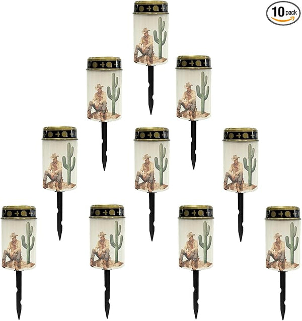 Western Cowboy Cemetery Lights for Grave, Outdoor Solar Garden Pathway Lights - Solar Powered Lanterns for Yard | Lumora