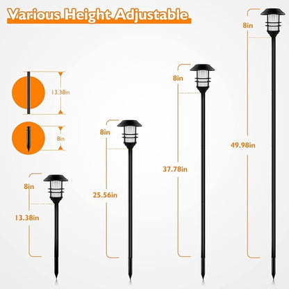 ZOOHAR Outdoor Light Pole Extension Kit - 55"/4.6FT Stainless Steel with ABS Stakes, for Enhancing Garden Lights and Torches, Garden, Patio, Parties, Wedding，1.2in Diameter (2 Sets, 10 pcs)