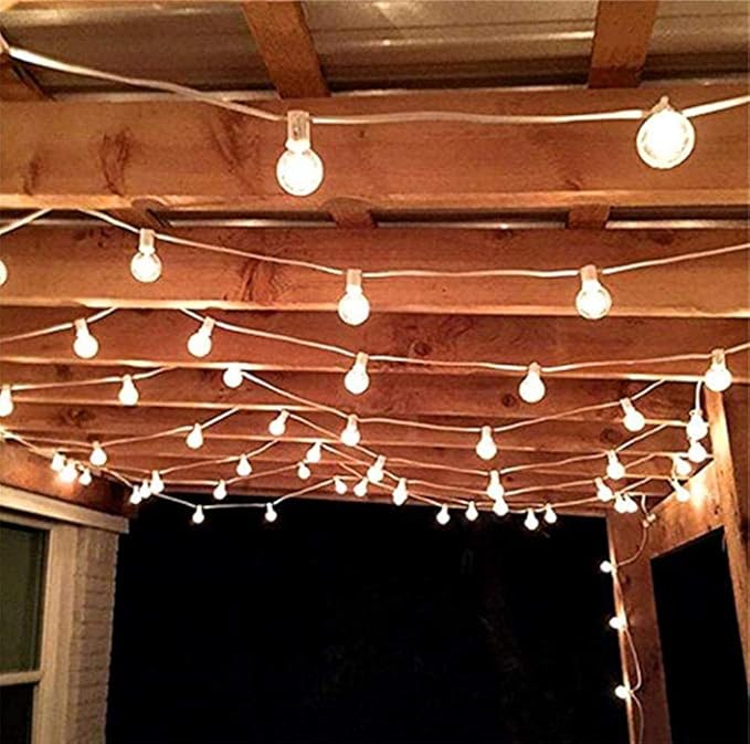25Ft LED String Lights with 27 Shatterproof LED Clear Globe Bulbs, Indoor&Outdoor String Lights for Patio, Garden, Backyard, Bistro, Pergola, Tents, Gazebo Decor, White Wire