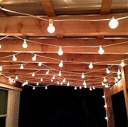25Ft LED String Lights with 27 Shatterproof LED Clear Globe Bulbs, Indoor&Outdoor String Lights for Patio, Garden, Backyard, Bistro, Pergola, Tents, Gazebo Decor, White Wire