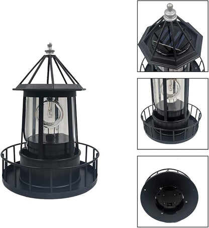 Solar Lighthouse Lamp, 360 Degree Rotating Lighthouse Light, Waterproof LED Solar Garden Landscape Lights for Lawn Patio Pond Yard Outdoor Decor