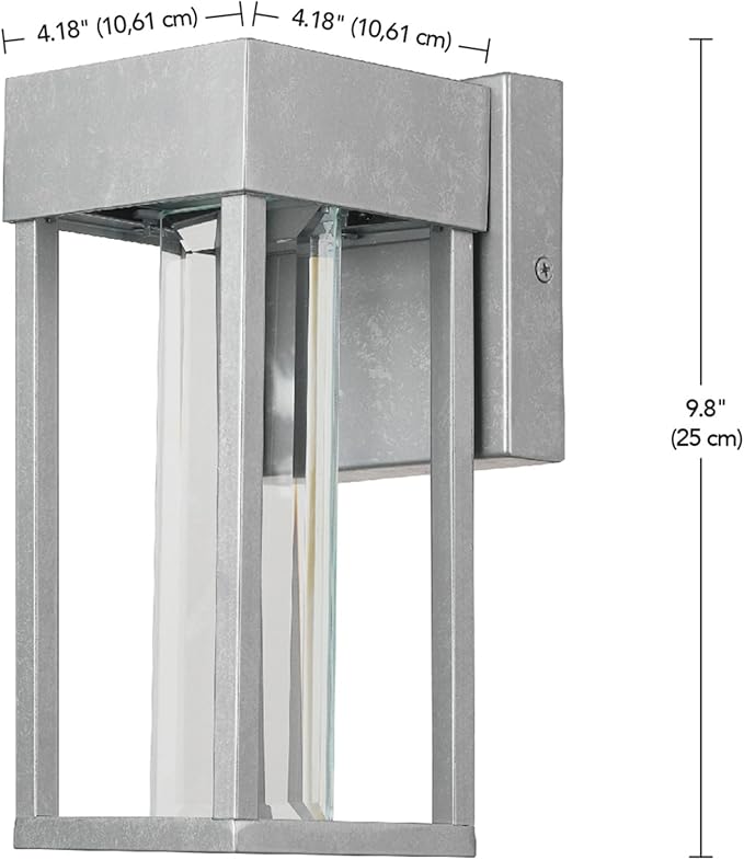 GLOBE Electric 44880 Bowie 1-Light LED Integrated Outdoor Wall Sconce, Galvanized Steel, Bulb Not Included | Lumora