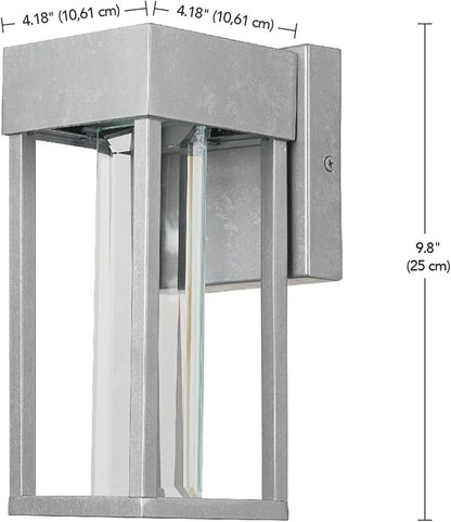 GLOBE Electric 44880 Bowie 1-Light LED Integrated Outdoor Wall Sconce, Galvanized Steel, Bulb Not Included