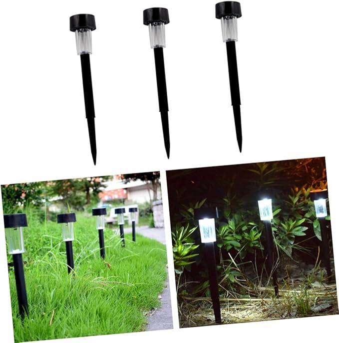Mikikit 2pcs Stainless Steel Solar Garden Lights Led Pathway Lights for Outdoor Auto Solar Ground for Landscape Patio Pathway