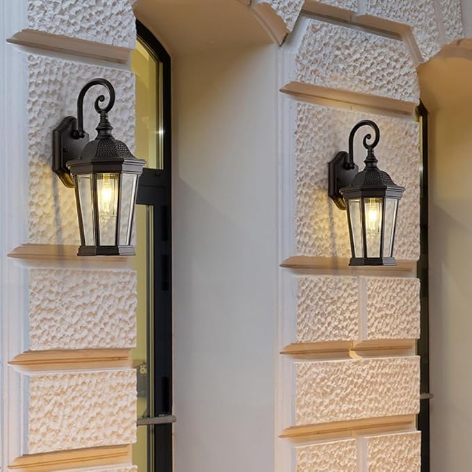 Outdoor Wall Lantern, Exterior Waterproof Outdoor Wall Light Fixtures, Black Aluminum Porch Sconces with E26 | Lumora