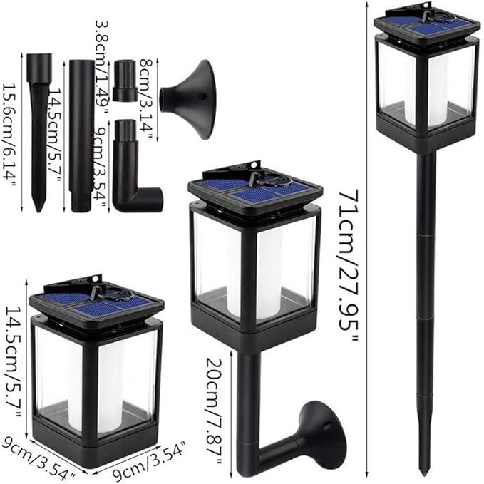 Ulalaza 1Pc Solar Outdoor Lights 12 LED Flickering Flames Torch Light Waterproof Landscape Ligh Auto On/Off Path Lights