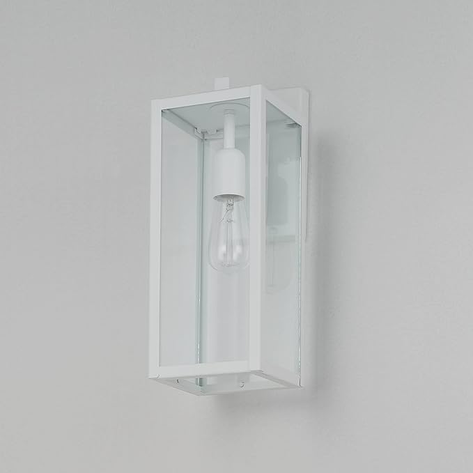 GLOBE Electric 44836 Bowery 1-Light Outdoor Indoor Wall Sconce, Matte White, Clear Glass Shade