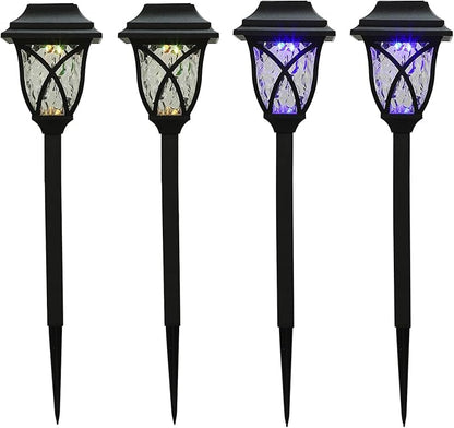 Ciieeo 4pcs Waterproof Solar Lawn Lights Outdoor LED Yard Solar Pathway Lights with RGB and for Garden Patio Walkway