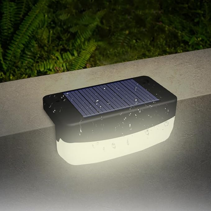 Luxshiny 2pcs Solar Stair Lights Outdoor LED Deck Lamp for Steps Fence Handrail Weather-Resistant Solar Decks Light | Lumora