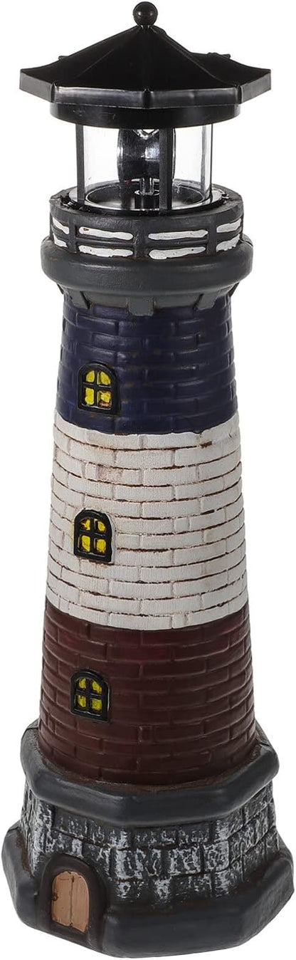 GANAZONO Solar Lighthouse Garden Lights Outdoor Waterproof Resin Lighthouse Statue Lamp for Patio Yard Lawn Landscape Decoration