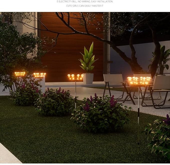 2 Pack 48LED Outdoor Solar Ground Inserted Warm Light Mushroom Lamps,Waterproof Courtyard Atmosphere Decorative | Lumora