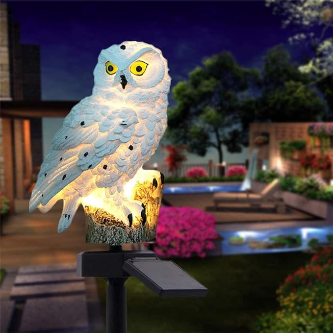 Ulalaza Outdoor Solar Lights Owl Shape Solar Powered LED Lamp Waterproof Garden Lights Stake Lights for Walkway