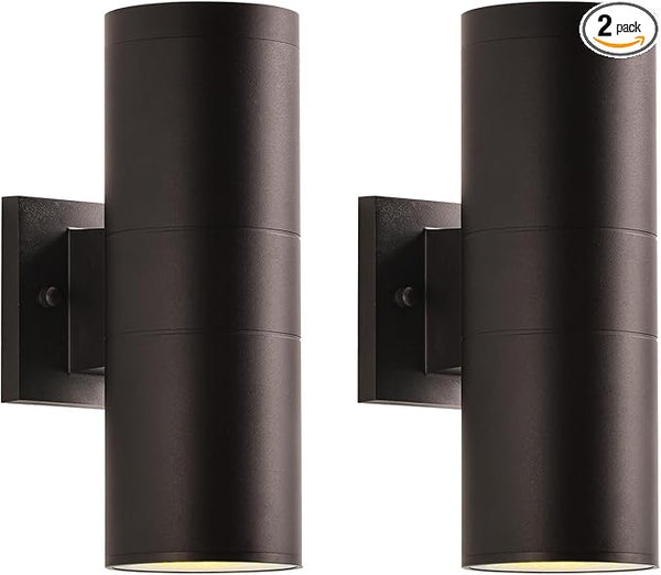 mirrea Modern Outdoor Porch Light Patio Light in 2 Lights with Aluminum Cylinder and Tempered Glass Cover | Lumora