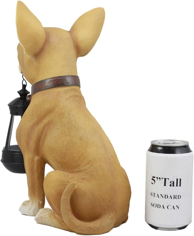 Ebros Picante Mexican Chihuahua Dog Decor Path Lighter Statue 12.5" Tall with Solar LED - Garden Figurine Light | Lumora