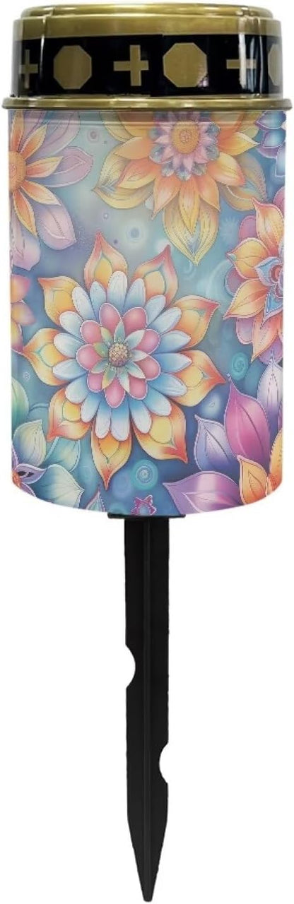 Boho Flower Solar Garden Lights,Solar Decorative Lights,Waterproof Solar Outdoor Lights,Solar Stake Lights for Cemetery Grave Garden Patio Yard Lawn Decoration