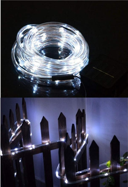 Solar String Lights, 40FT Christmas Solar Rope Lights, 8 Modes 100 LED Outdoor Lighting Rope, Waterproof Copper Wire Rope String Light for Outdoor Indoor Home Garden Patio Parties(White)