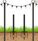 2 Pack String Light Poles, Outdoor String Light Pole 10ft Forked Metal Light Pole with Adjustable Outdoor Light | Lumora